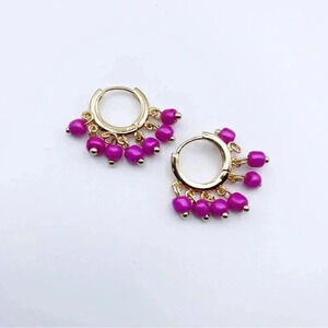 Pink beads hoops